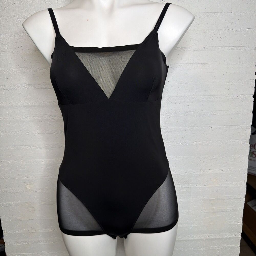 Calvin Klein Perfectly Fit Mesh Accent Bodysuit M 90s Boudoir to Street Sexy